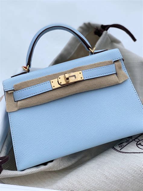 blue hermes mini kelly